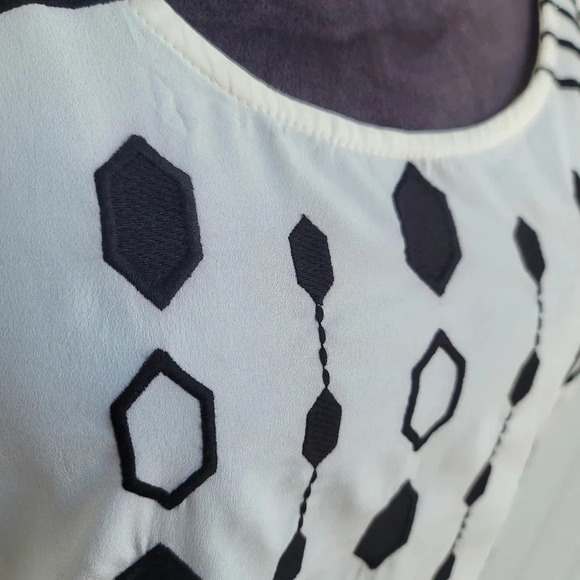 NWT Lucky Brand Boho Embroidered Tank Top Black Cream Sleeveless Cotton Modal XL - Picture 2 of 13